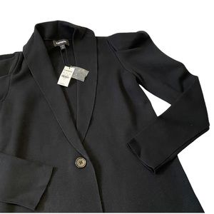 Express | Puffy Shoulder Black Long Cardigan